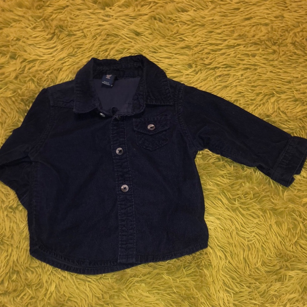 Navy Blue Corduroy Button Down 6-12 months